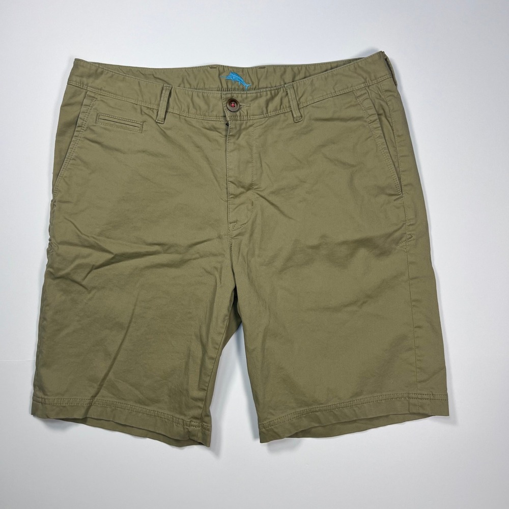 Tommy Bahama Boracay Chino Shorts Mens Size 35 Khaki Tan Cotton Flat Front